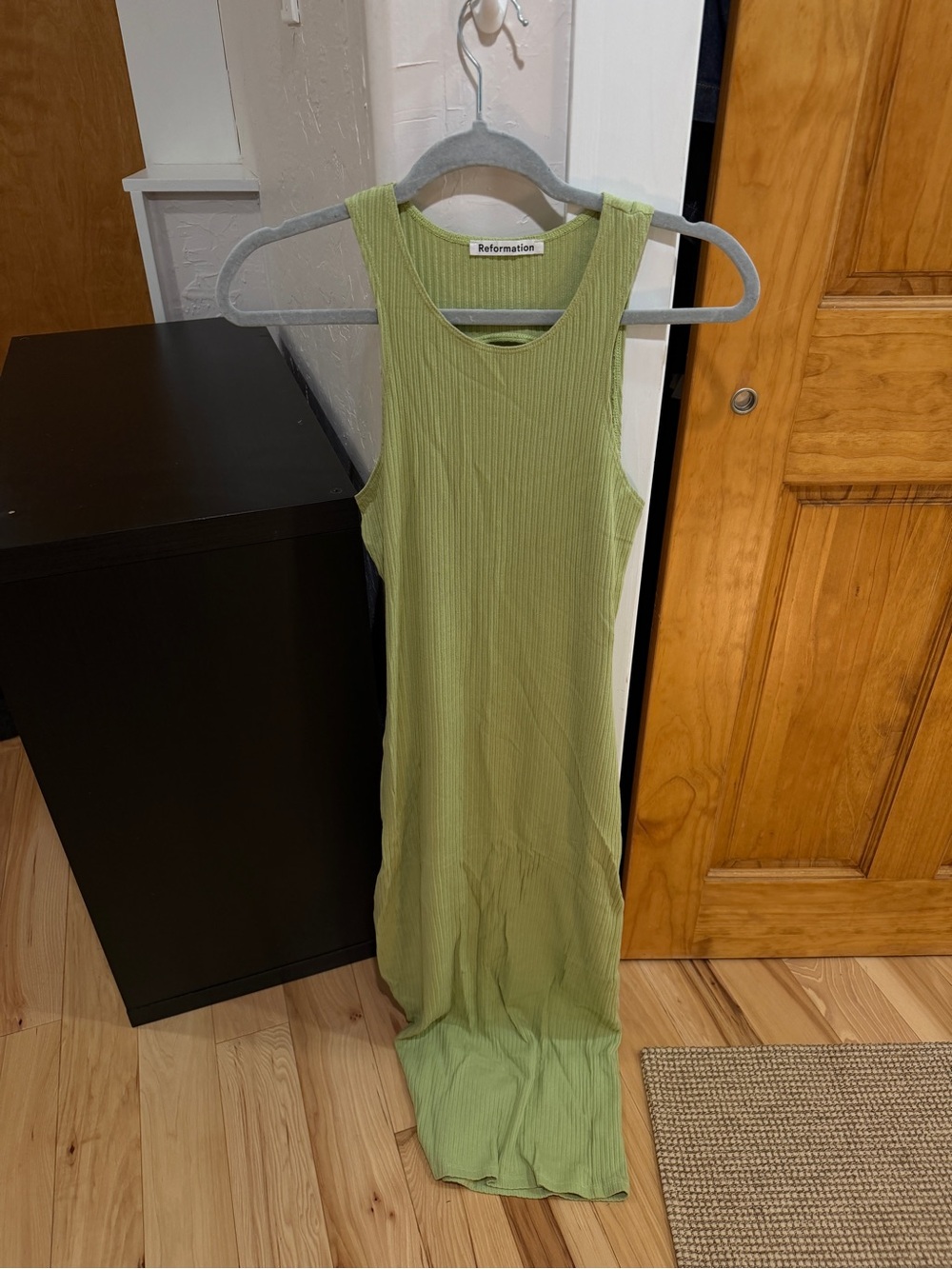 Reformation Light Olive Ribbed Maxi Tank Dress